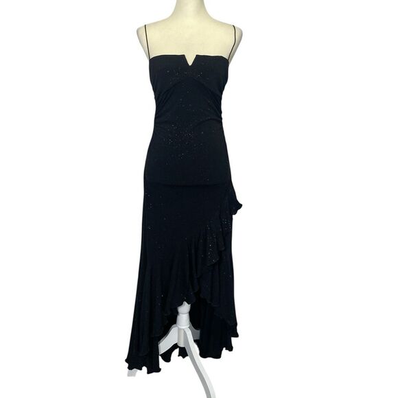 City Triangles Dresses & Skirts - Vintage Y2K City Triangles Black Glitter High Low Asymmetrical Prom Dress Size M